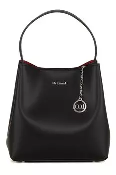 Кожаная сумка с логотипом Mia Tomazzi, черный