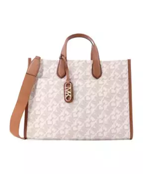 Кожаная сумка с металлическим логотипом Michael Kors, белый