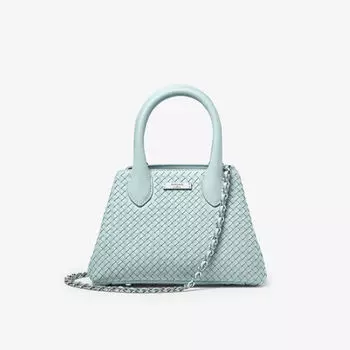 Кожаная сумка с плетением и логотипом Paris Aspinal Of London, синий