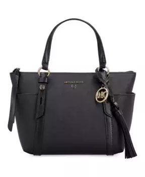 Кожаная сумка с подвеской логотипом Michael Kors, черный