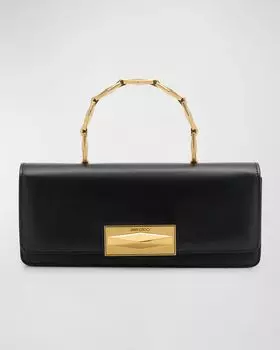 Кожаная сумка с ромбовидным клапаном и верхней ручкой Jimmy Choo, цвет Black