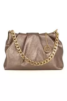 Кожаная сумка с ручкой-цепочкой Mia Tomazzi, коричневый