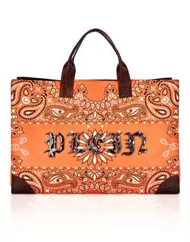 Кожаная сумка с ручкой Paisley Gothic Plein Philipp Plein, оранжевый