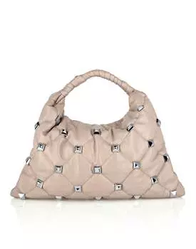 Кожаная сумка с ручкой Philipp Plein, бежевый