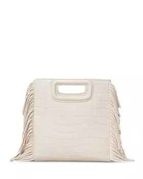 Кожаная сумка с тиснением M Maje, цвет Ivory/Cream