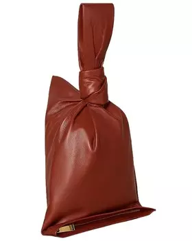 Кожаная сумка с узлом Bottega Veneta, цвет Rust & Gold