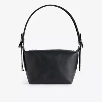 Кожаная сумка с верхней ручкой и бантом, украшенная кристаллами Kara, черный