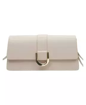 Кожаная сумка с золотыми вставками Estro, бежевый