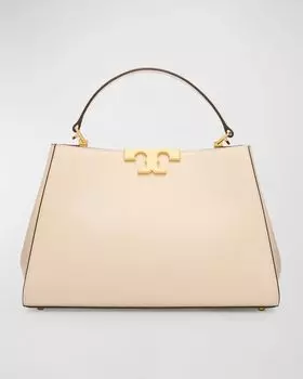 Кожаная сумка-саквояж Eleanor Tory Burch, цвет New Cream