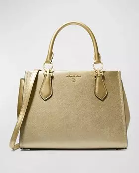 Кожаная сумка-саквояж Marilyn среднего размера с эффектом металлик MICHAEL Michael Kors, цвет Pale Gold