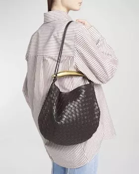 Кожаная сумка Sardine среднего размера Intrecciato с ручкой сверху Bottega Veneta