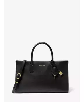 Кожаная сумка Scarlett с золотистой фурнитурой Michael Kors, черный