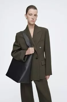 Кожаная сумка "serif" типа tote COS, черный