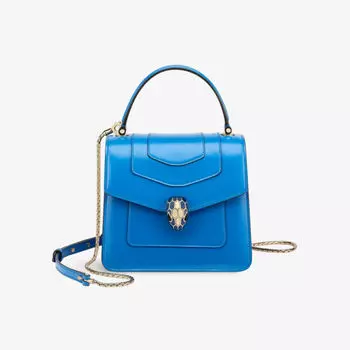 Кожаная сумка Serpenti Forever с верхней ручкой Bvlgari, синий