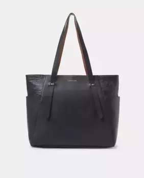 Кожаная сумка-шопер на молнии с логотипом Latouche, черный