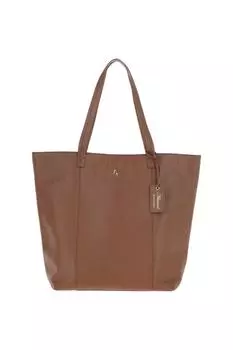 Кожаная сумка-шоппер "Объемная" с длинной ручкой Ashwood Leather, коричневый