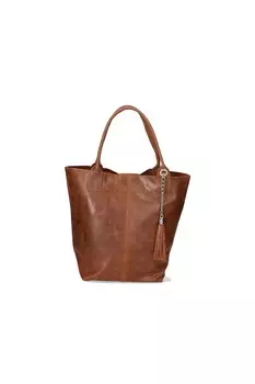 Кожаная сумка-шоппер с бахромой Gave Lux, коричневый