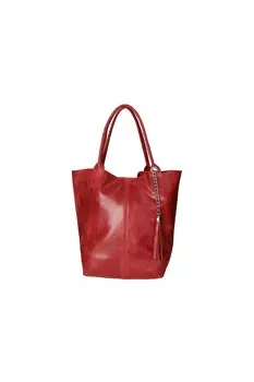 Кожаная сумка-шоппер с бахромой Gave Lux, красный