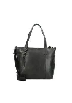 Кожаная сумка-шоппер Sona на молнии 31 см camel active, черный