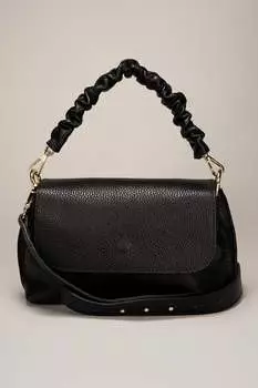 Кожаная сумка со присборенной ручкой Massimo Castelli, черный