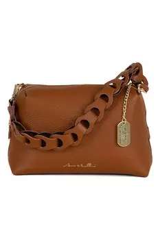 Кожаная сумка со съемным регулируемым ремнем через плечо Anna Morellini, коричневый