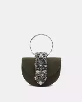 Кожаная сумка со стразами, трансформируемая в сумку через плечо Alma en Pena, зеленый