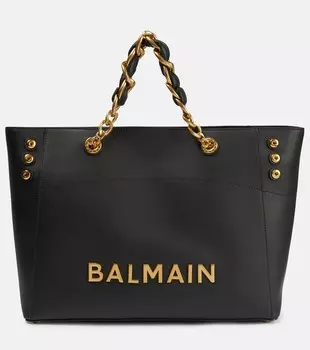 Кожаная сумка-тоут 1945-го года с декором Balmain, черный