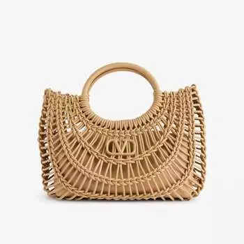 Кожаная сумка-тоут allknots vlogo Valentino Garavani, цвет cappuccino