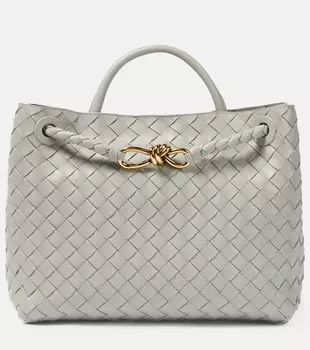 Кожаная сумка-тоут andiamo среднего размера Bottega Veneta, серый