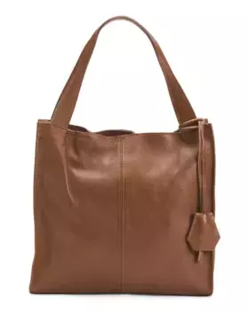 Кожаная сумка-тоут без подкладки Made In Italy Viola Castellani, коричневый
