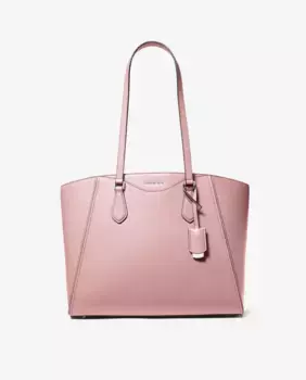 Кожаная сумка-тоут через плечо Taryn с серебряными деталями Michael Michael Kors, цвет Rosa