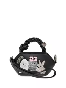 Кожаная сумка-тоут GANNI, черный