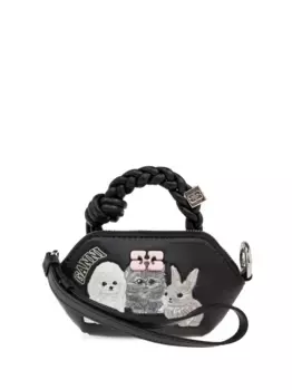 Кожаная сумка-тоут GANNI, черный