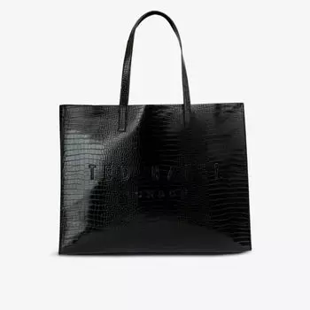 Кожаная сумка-тоут Icon с крокодиловой отделкой Ted Baker, черный