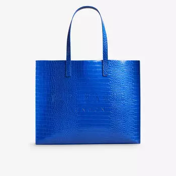 Кожаная сумка-тоут Icon с крокодиловой отделкой Ted Baker, синий
