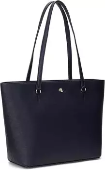 Кожаная сумка-тоут Karly среднего размера с перекрестием LAUREN Ralph Lauren, цвет Refined Navy