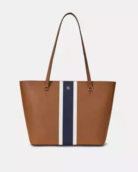 Кожаная сумка-тоут Karly среднего размера с логотипом Lauren Ralph Lauren, коричневый