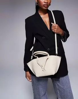 Кожаная сумка-тоут кремового цвета River Island