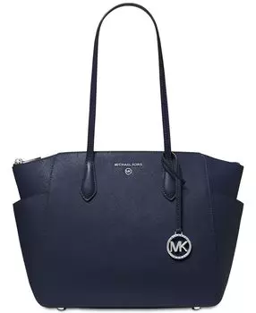 Кожаная сумка-тоут marilyn среднего размера с молнией сверху Michael Kors, синий