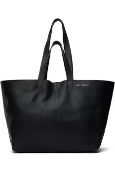 Кожаная сумка-тоут миди Ami Paris, черный