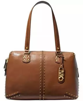 Кожаная сумка-тоут на плечо среднего размера Astor с заклепками Michael Kors, золотой