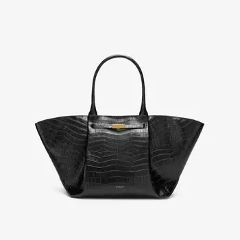 Кожаная сумка-тоут New York Demellier, черный