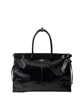 Кожаная сумка-тоут Prada, черный