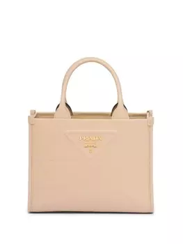 Кожаная сумка-тоут Prada mini Symbole, нейтральный цвет