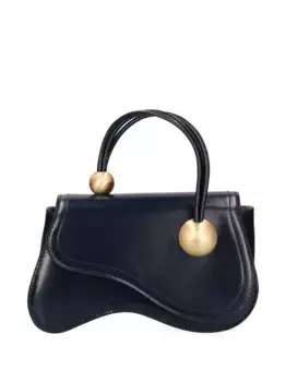 Кожаная сумка-тоут с изогнутой ручкой Cult Gaia, черный