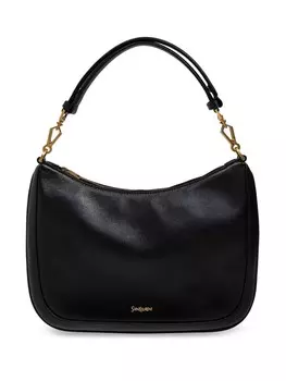 Кожаная сумка-тоут с логотипом Saint Laurent, черный