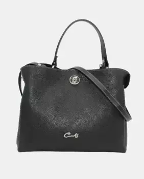 Кожаная сумка-тоут с внутренним разделителем и ремнем через плечо Cats, черный