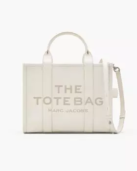 Кожаная сумка-тоут среднего размера Marc Jacobs, цвет Cotton/Silver
