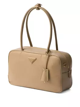 Кожаная сумка-тоут среднего размера Prada, нейтральный