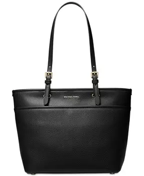 Кожаная сумка-тоут среднего размера с карманом на молнии и верхом Michael Kors, коричневый
